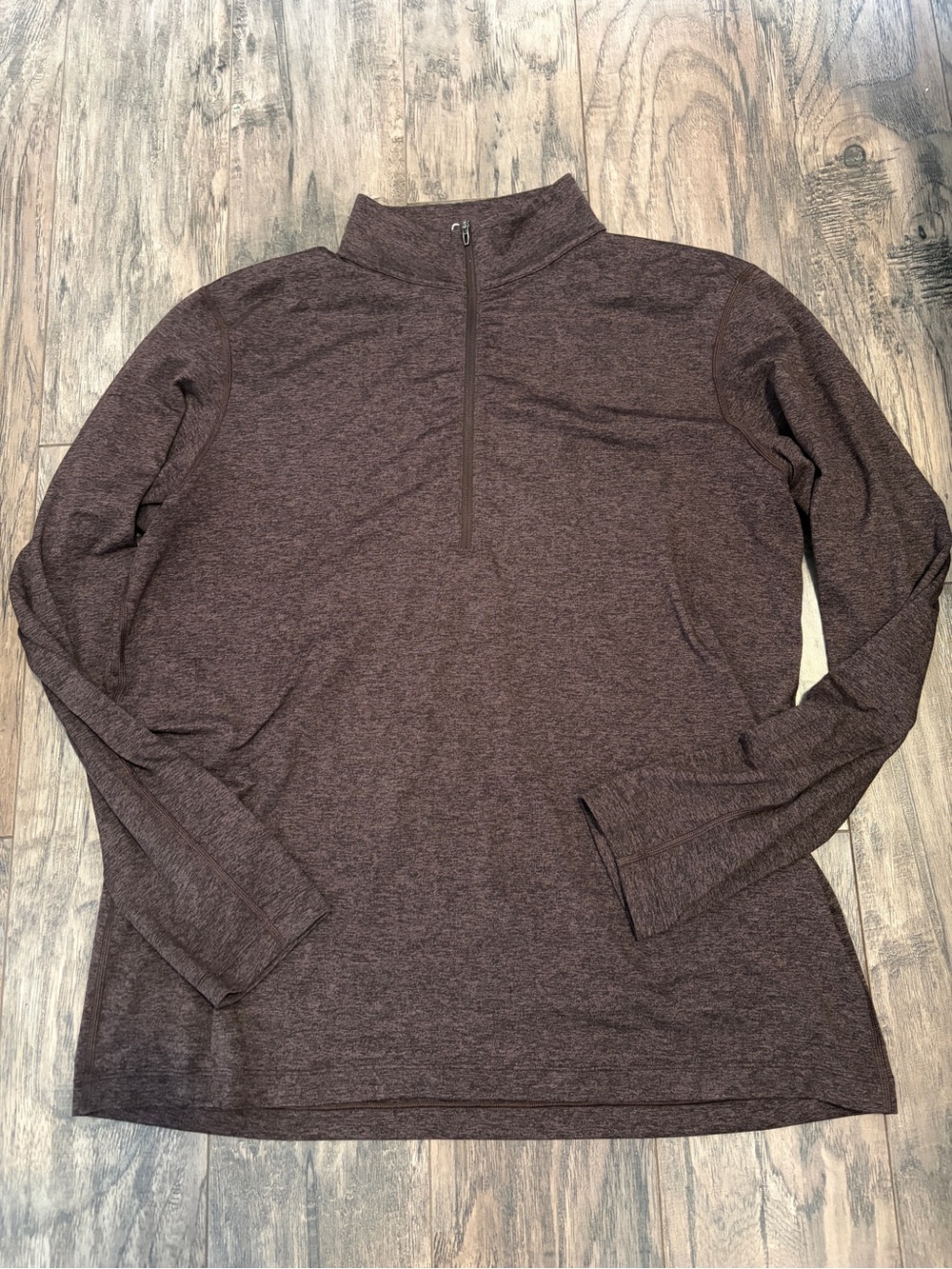 Quarter-Zip soft jersey long sleeve  in Heathered Brown